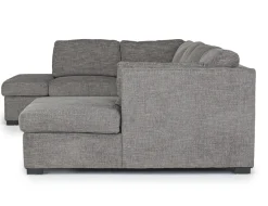 Vivian Full Pullout Dual Chaise Sectional In Gray Fabric, Right Facing