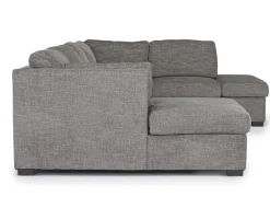 Vivian Full Pullout Dual Chaise Sectional In Gray Fabric, Right Facing