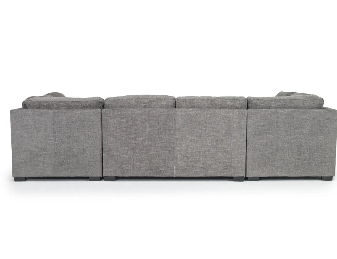 Vivian Full Pullout Dual Chaise Sectional In Gray Fabric, Right Facing