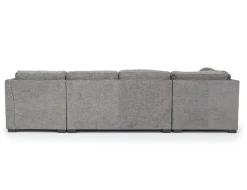 Vivian Full Pullout Dual Chaise Sectional In Gray Fabric, Right Facing