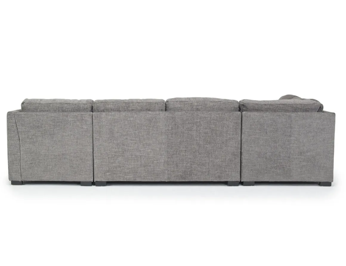 Vivian Full Pullout Dual Chaise Sectional In Gray Fabric, Right Facing