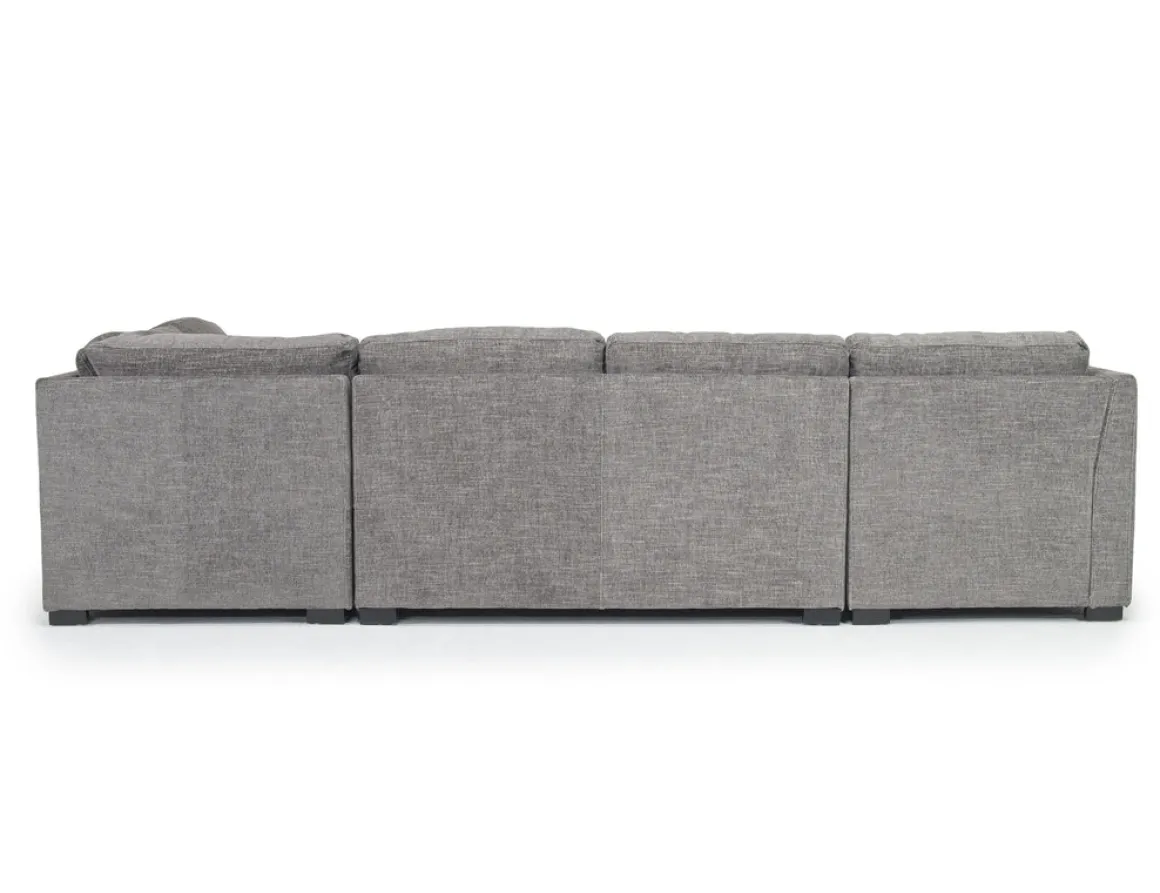 Vivian Full Pullout Dual Chaise Sectional In Gray Fabric, Right Facing