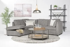 Vivian Full Pullout Sofa Sleeper Tux Chaise In Gray, Left Facing