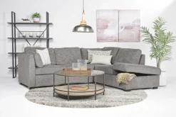 Vivian Full Pullout Sofa Sleeper Tux Chaise In Gray, Left Facing