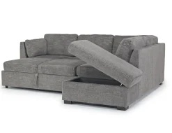 Vivian Full Pullout Sofa Sleeper Tux Chaise In Gray, Left Facing