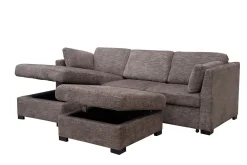 Vivian Full Pullout Sofa Chaise In Gray Fabric, Left Facing
