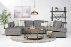 Vivian Full Pullout Tux Chaise Sectional W/ Storage In Gray, Left Facing