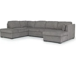 Vivian Full Pullout Tux Chaise Sectional W/ Storage In Gray, Left Facing