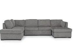 Vivian Full Pullout Tux Chaise Sectional W/ Storage In Gray, Left Facing