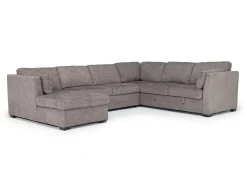 Vivian Full Pullout Tux Chaise Sectional W/ Storage In Gray, Left Facing