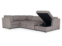 Vivian Full Pullout Tux Chaise Sectional W/ Storage In Gray, Left Facing