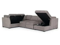 Vivian Full Pullout Tux Chaise Sectional W/ Storage In Gray, Left Facing