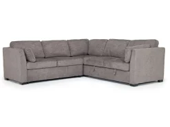 Vivian Full Tux Sleeper Sectional In Gray Fabric, Left Facing