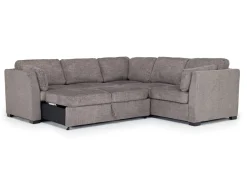 Vivian Full Tux Sleeper Sectional In Gray Fabric, Left Facing