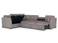 Vivian Full Tux Sleeper Sectional In Gray Fabric, Left Facing