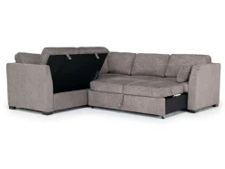 Vivian Full Tux Sleeper Sectional In Gray Fabric, Left Facing