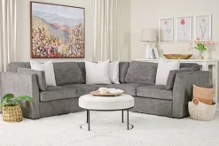 Vivian Full Tux Sleeper Sectional In Gray Fabric, Left Facing