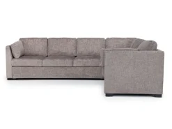 Vivian Queen Tux Sleeper Sectional W/ Drop Down Table In Handwoven Pewter, Right Facing