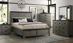 Wade Panel Bed In Gray, Queen