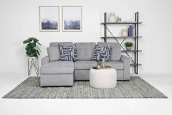Waitsfield Full Pullout Sofa Chaise In Gray, Left Facing