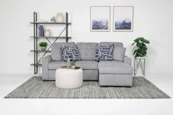 Waitsfield Full Pullout Sofa Chaise In Gray, Left Facing