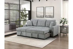 Waitsfield Full Pullout Sofa Chaise In Gray, Left Facing