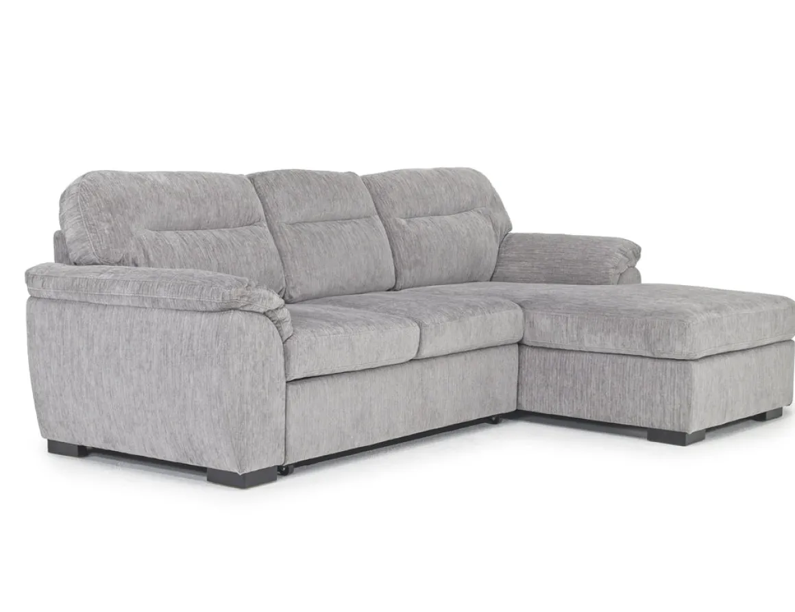 Wanda Full Pullout Sofa Chaise In Gray, Left Facing
