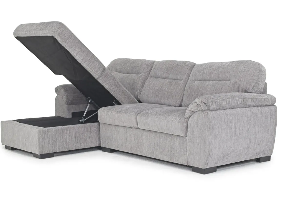Wanda Full Pullout Sofa Chaise In Gray, Left Facing