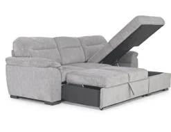 Wanda Full Pullout Sofa Chaise In Gray, Left Facing