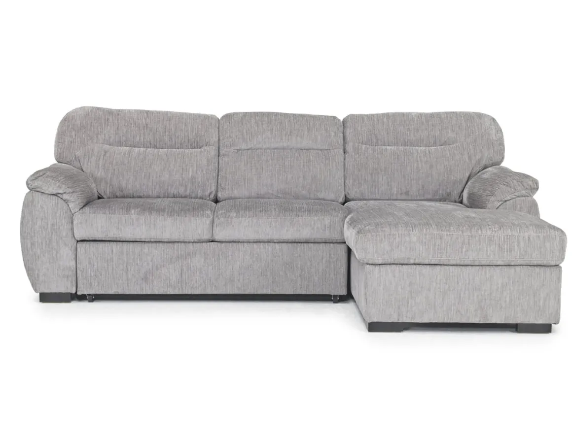 Wanda Full Pullout Sofa Chaise In Gray, Left Facing
