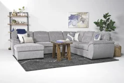 Wanda Full Pullout Tux Chaise Sectional In Gray, Left Facing