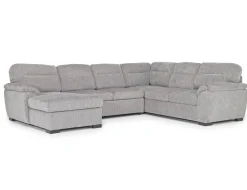 Wanda Full Pullout Tux Chaise Sectional In Gray, Left Facing