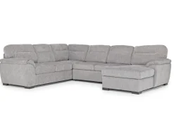 Wanda Full Pullout Tux Chaise Sectional In Gray, Left Facing