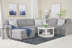 Wanda Full Pullout Tux Storage Chaise Sectional In Gray, Left Facing