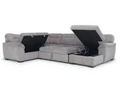 Wanda Full Pullout Tux Storage Chaise Sectional In Gray, Left Facing