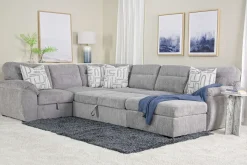Wanda Full Pullout Tux Storage Chaise Sectional In Gray, Left Facing