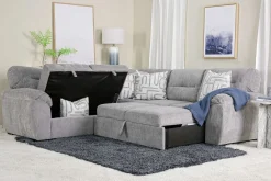 Wanda Full Tux Sleeper Sectional W/ Storage In Gray, Right Facing