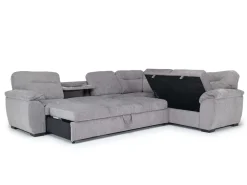 Wanda Full Tux Sleeper Sectional W/ Storage In Gray, Right Facing