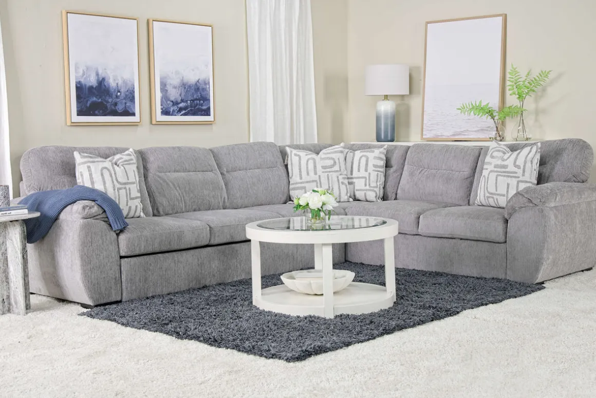 Wanda Full Tux Sleeper Sectional W/ Storage In Gray, Right Facing