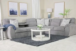 Wanda Full Tux Sleeper Sectional W/ Storage In Gray, Right Facing
