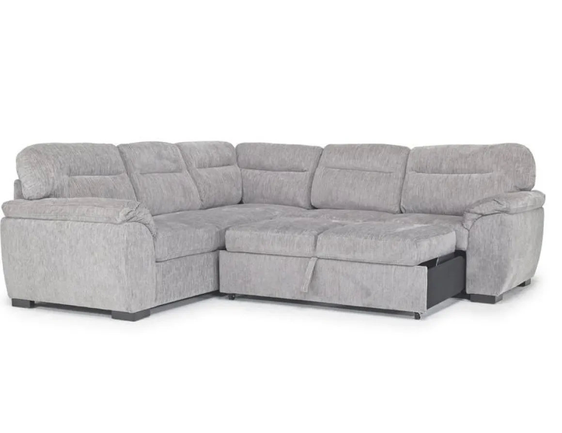 Wanda Full Tux Sleeper Sectional W/ Storage In Gray, Right Facing