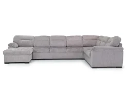 Wanda Queen Pullout Tux Sofa Chaise Sectional In Gray, Left Facing