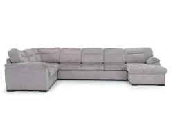 Wanda Queen Pullout Tux Sofa Chaise Sectional In Gray, Left Facing