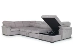 Wanda Queen Pullout Tux Sofa Chaise Sectional In Gray, Left Facing