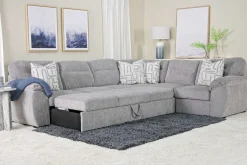 Wanda Queen Tux Sleeper Sectional W/ Drop Table In Gray, Right Facing