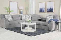 Wanda Queen Tux Sleeper Sectional W/ Drop Table In Gray, Right Facing