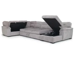Wanda Xl Storage Chaise Sleeper Sectional In Gray, Left Facing