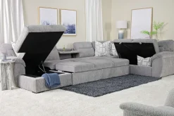 Wanda Xl Storage Chaise Sleeper Sectional In Gray, Left Facing