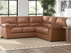 Whitlock Tux Loveseat Sectional In Caramel, Left Facing