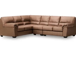 Whitlock Tux Sofa Sectional In Caramel, Left Facing